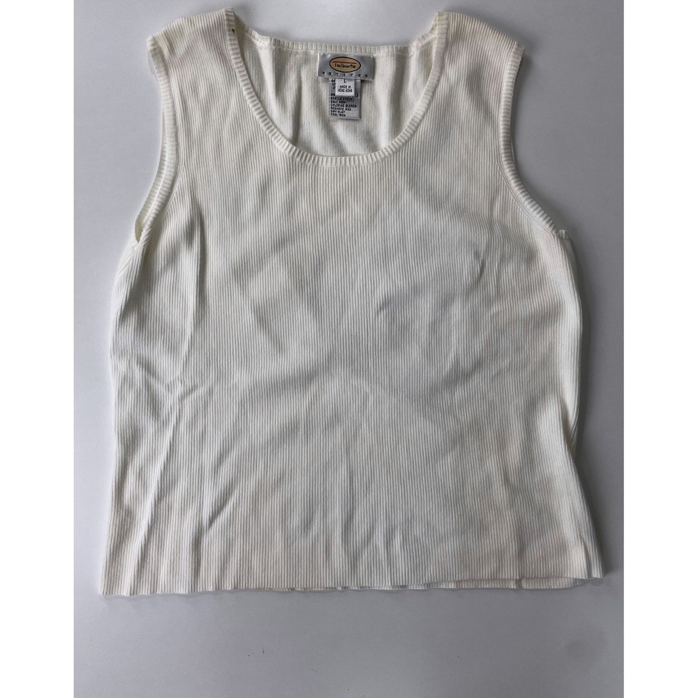 2 piece Set Talbots Petites Cream Knit Cardigan Shell Sleeveless Top Sz Large L - Picture 6 of 8